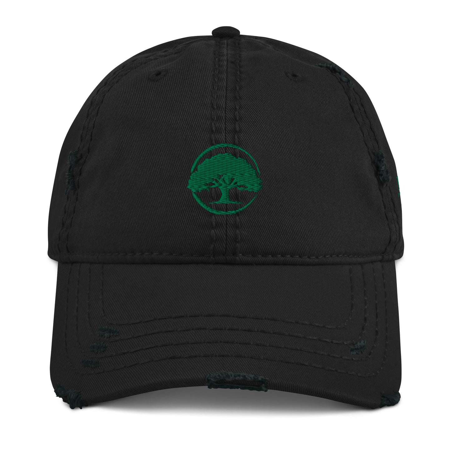 Oak Tree Logo Green Distressed Hat