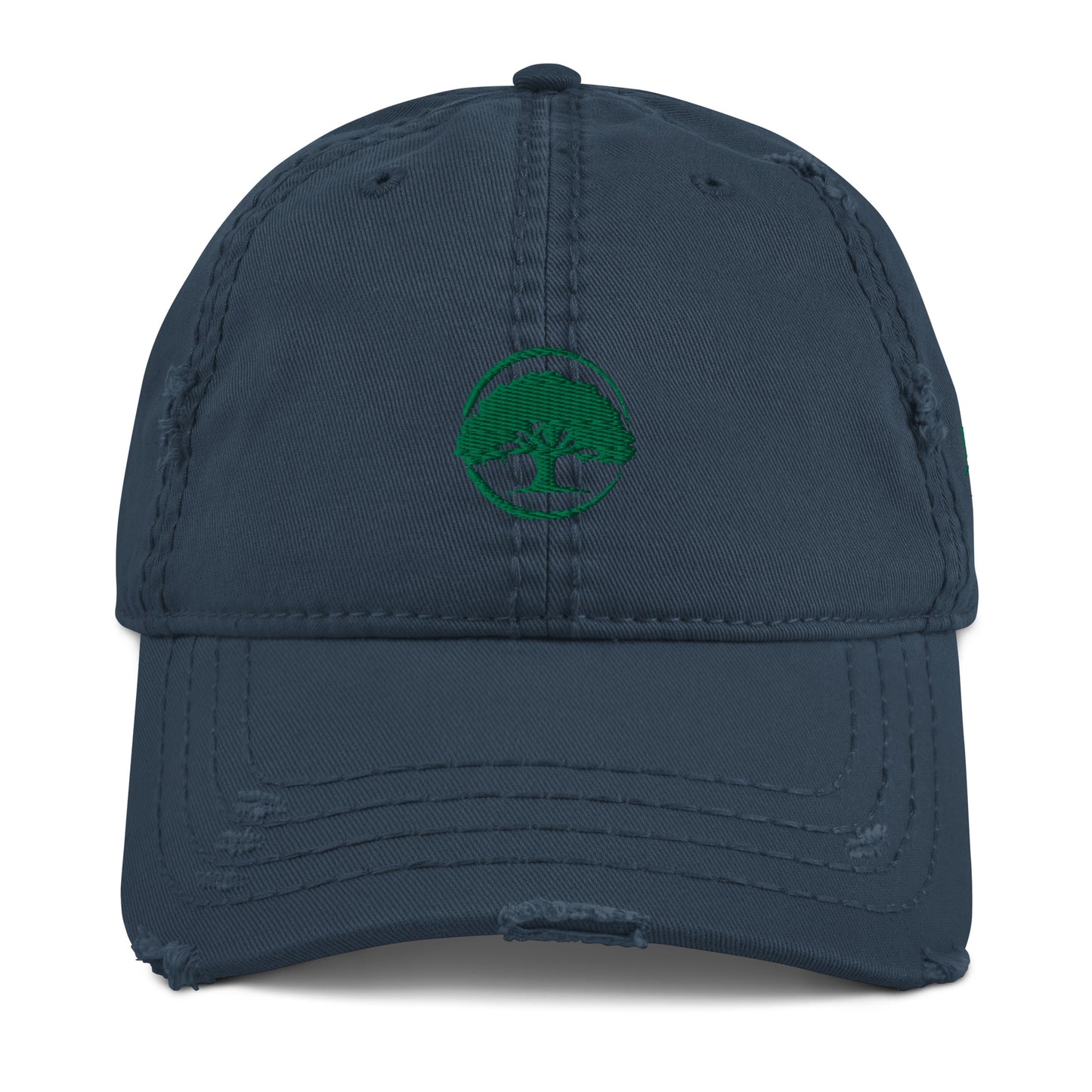 Oak Tree Logo Green Distressed Hat