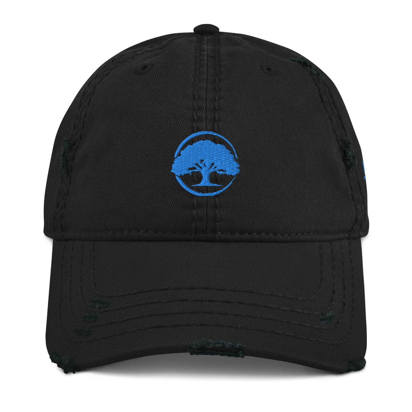 Oak Tree Logo Light Blue Distressed Hat