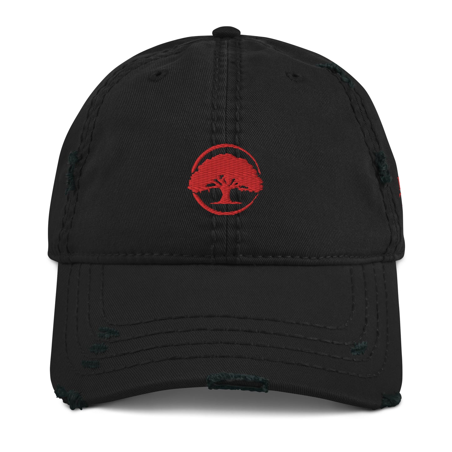 Oak Tree Logo Red Distressed Hat