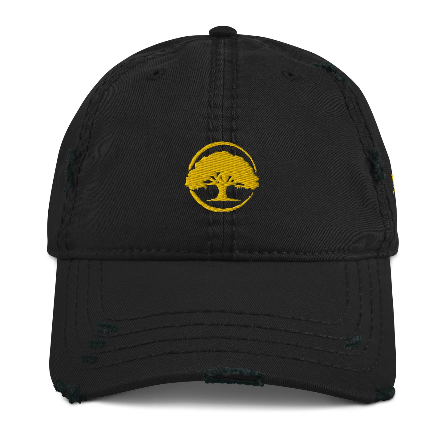 Oak Tree Logo Gold Distressed Hat