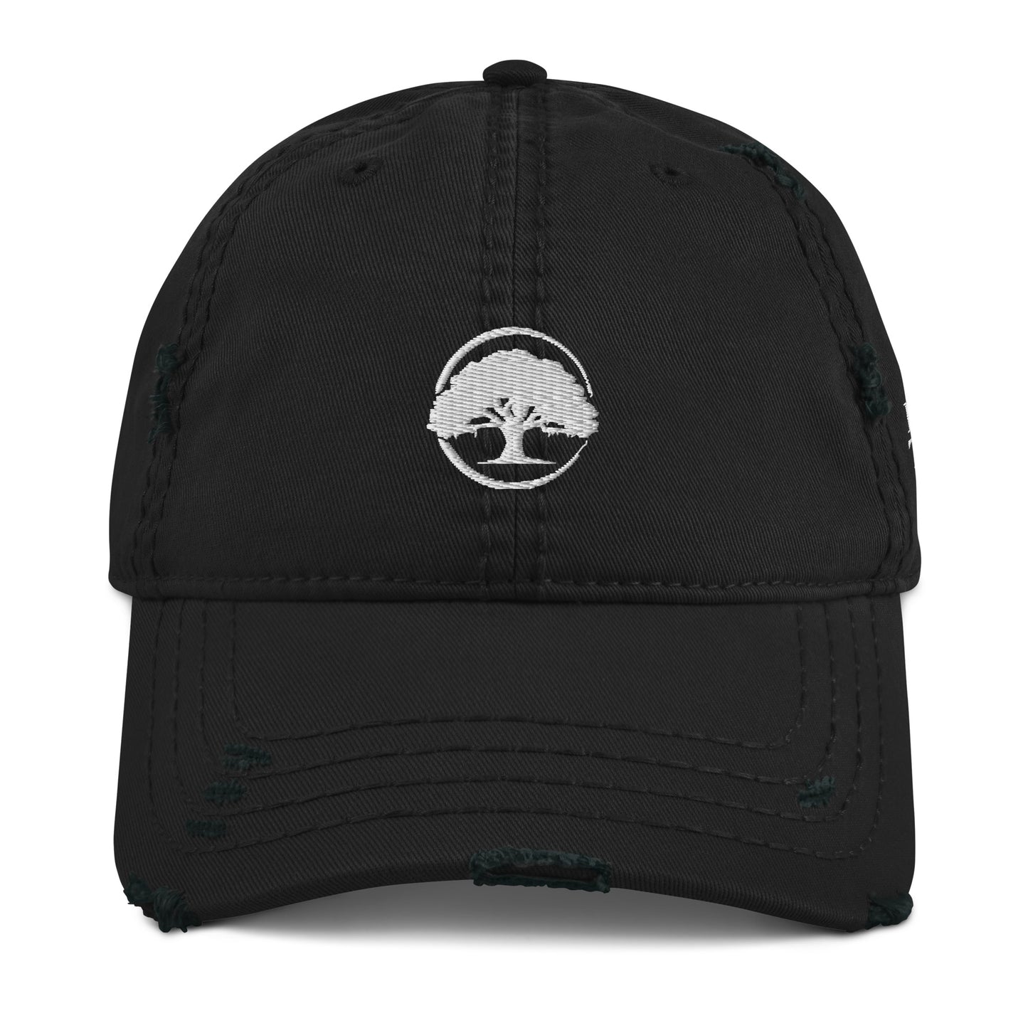 Oak Tree Logo White Distressed Hat