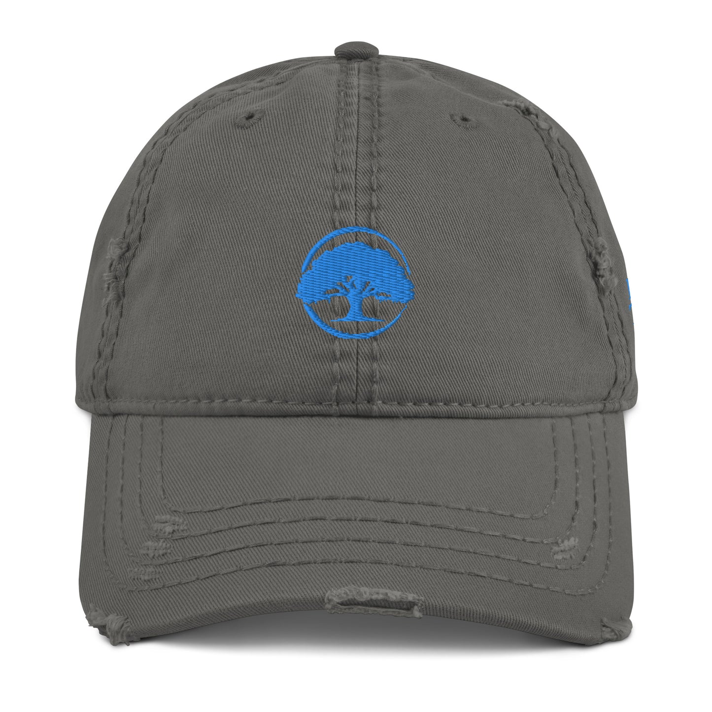 Oak Tree Logo Light Blue Distressed Hat