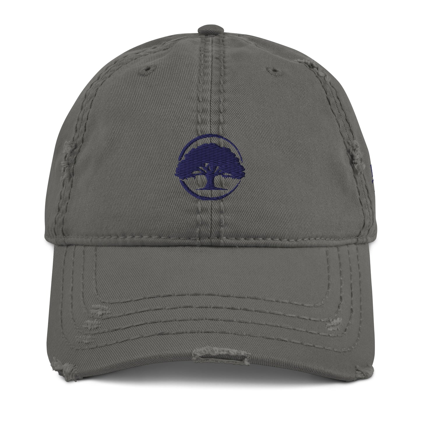 Oak Tree Logo Navy Distressed Hat