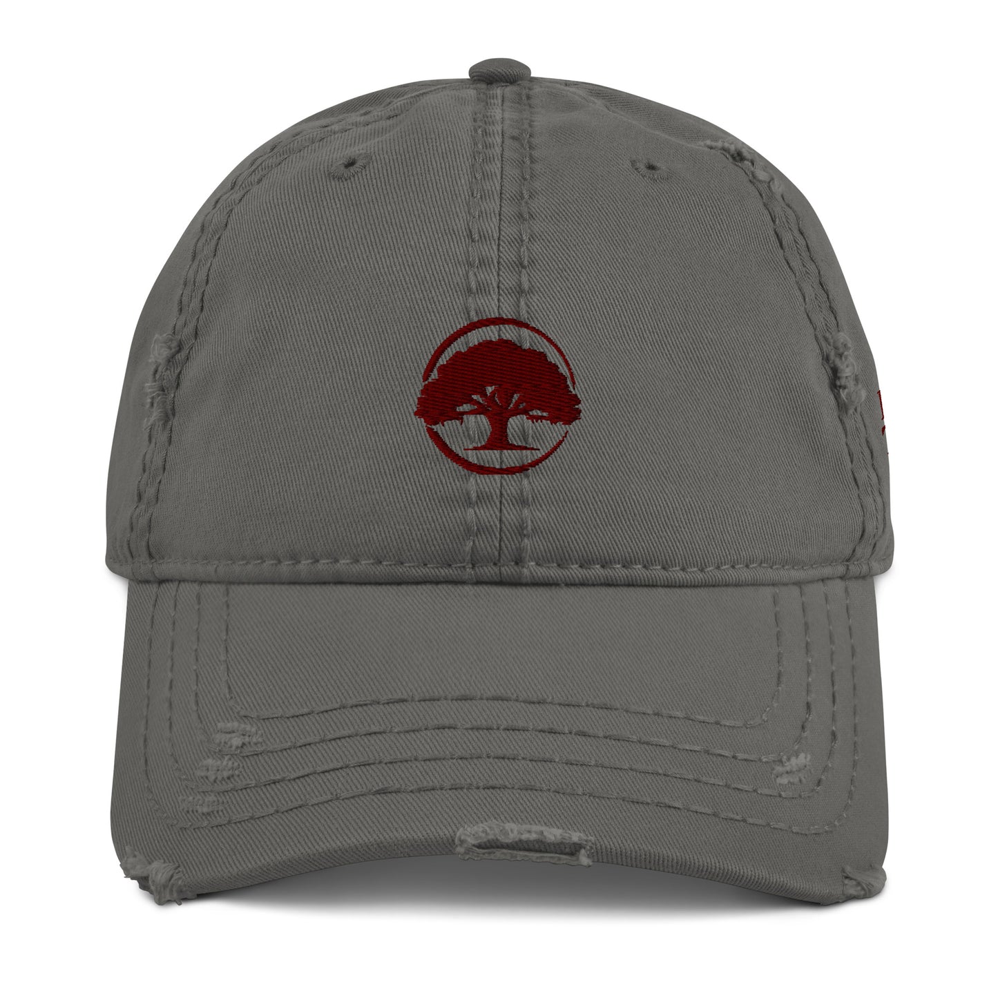 Oak Tree Logo Maroon Distressed Hat