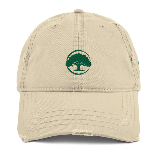 Oak Tree Logo Green Distressed Hat