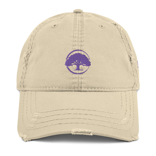 Oak Tree Logo Purple Distressed Hat