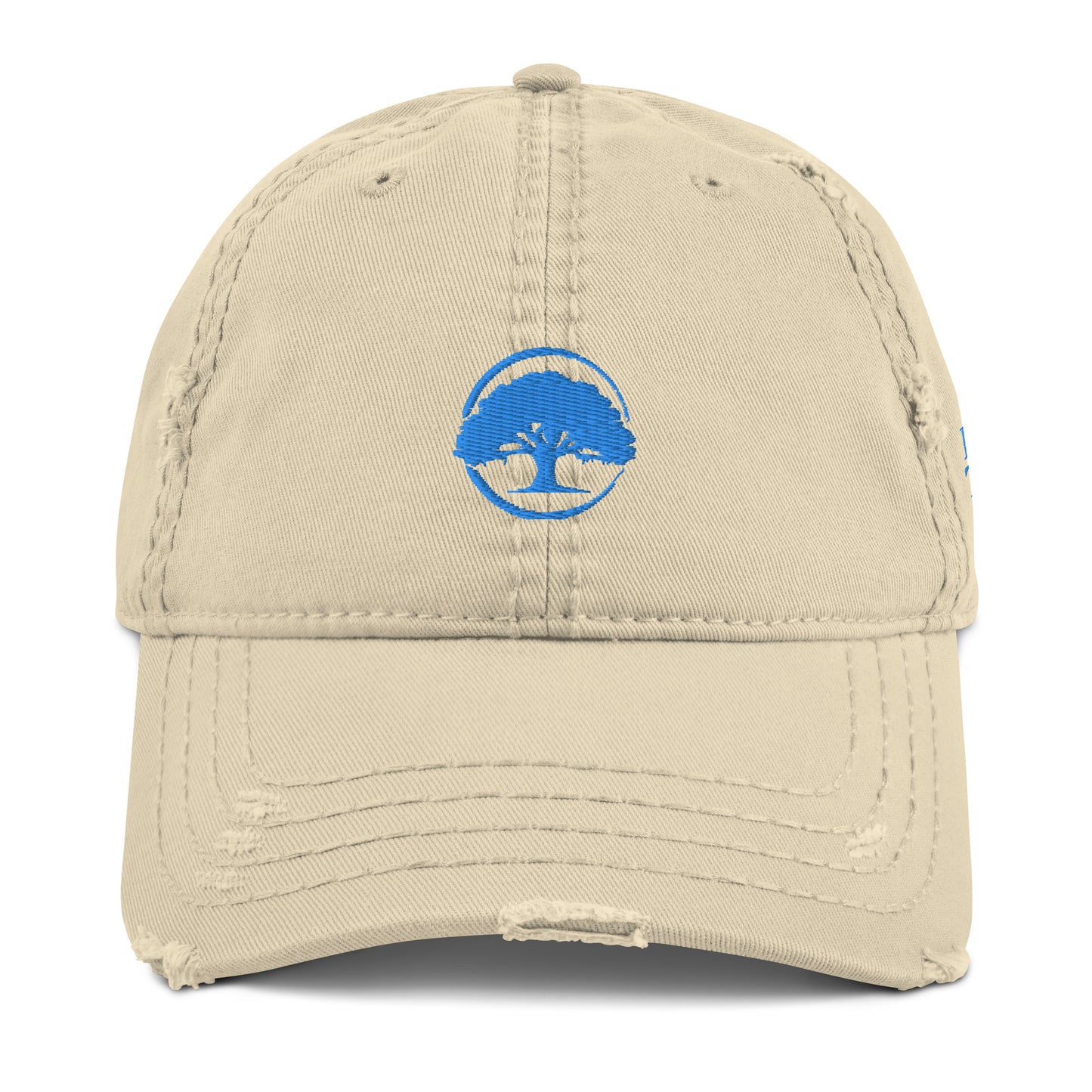 Oak Tree Logo Light Blue Distressed Hat