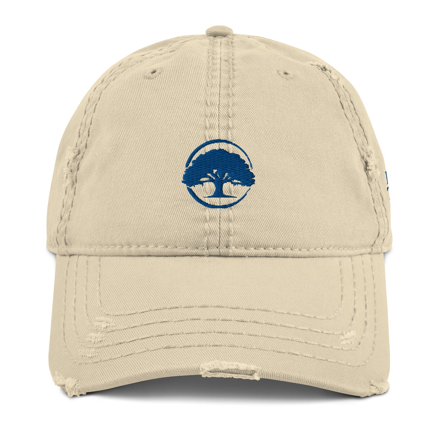 Oak Tree Logo Royal Blue Distressed Hat