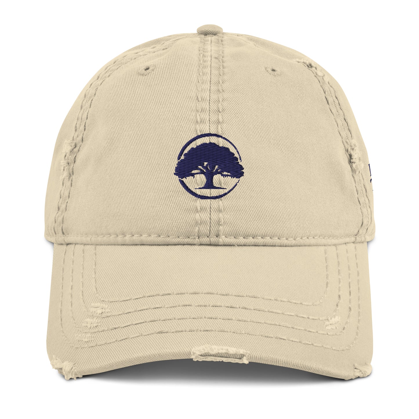 Oak Tree Logo Navy Distressed Hat