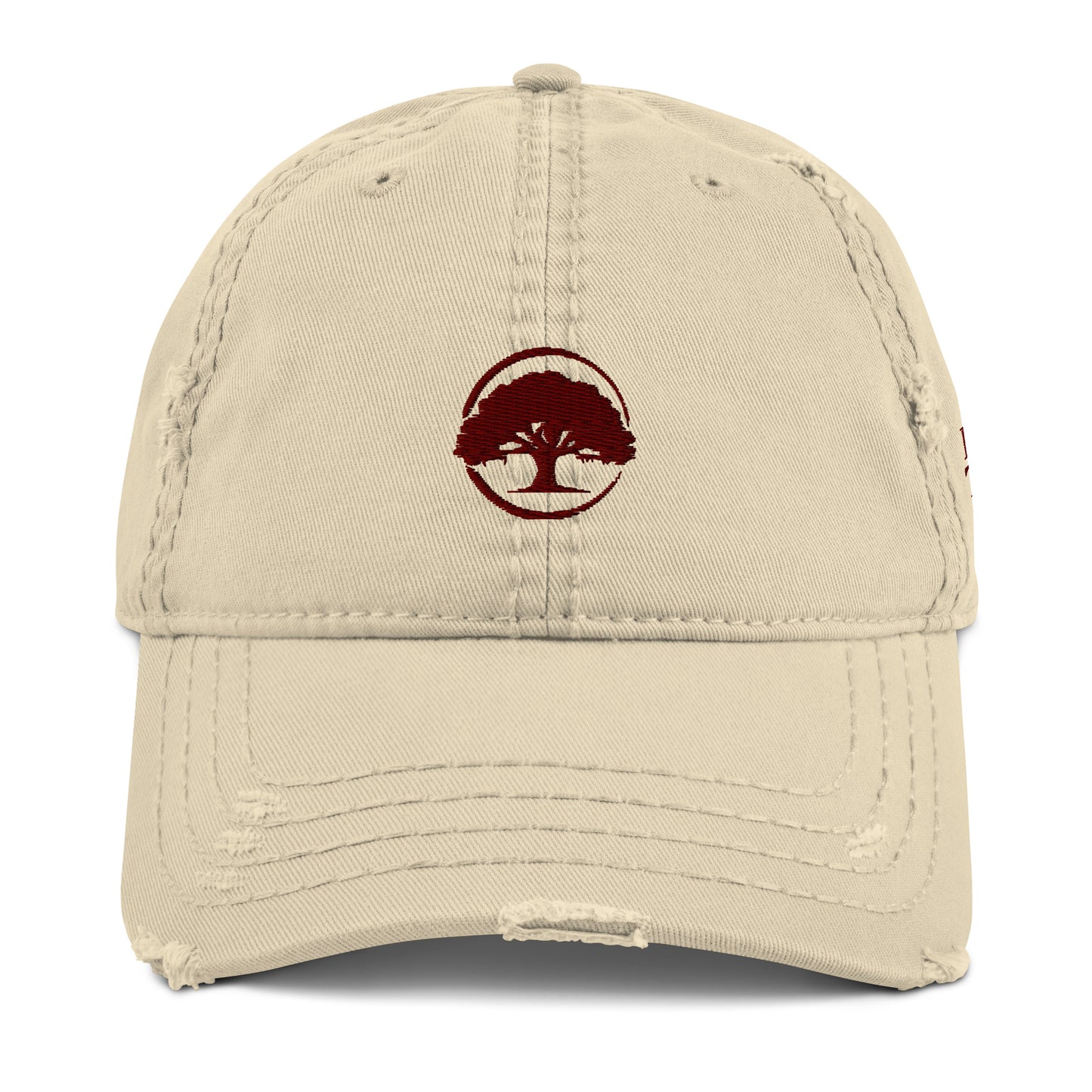 Oak Tree Logo Maroon Distressed Hat