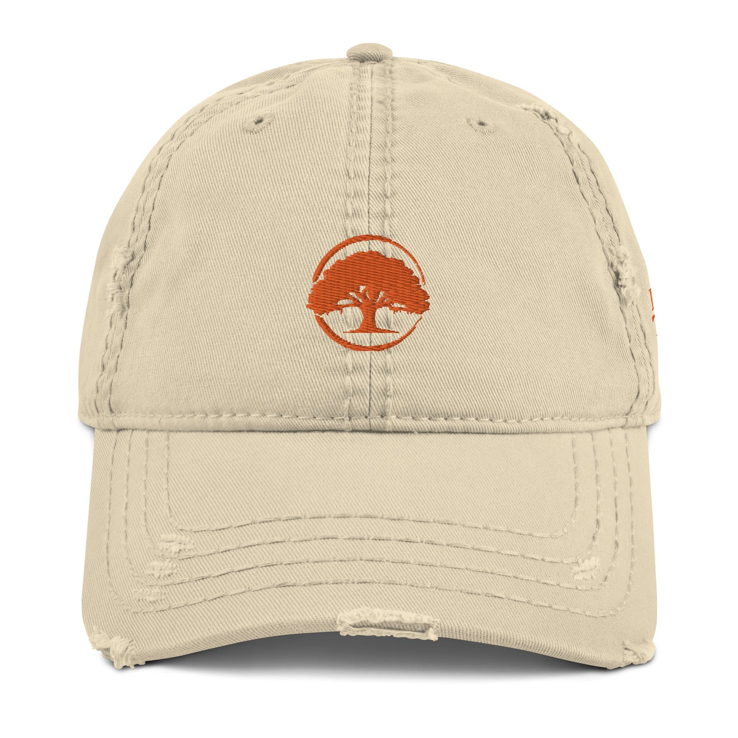 Oak Tree Logo Orange Distressed Hat