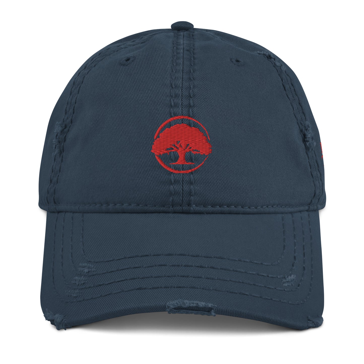 Oak Tree Logo Red Distressed Hat