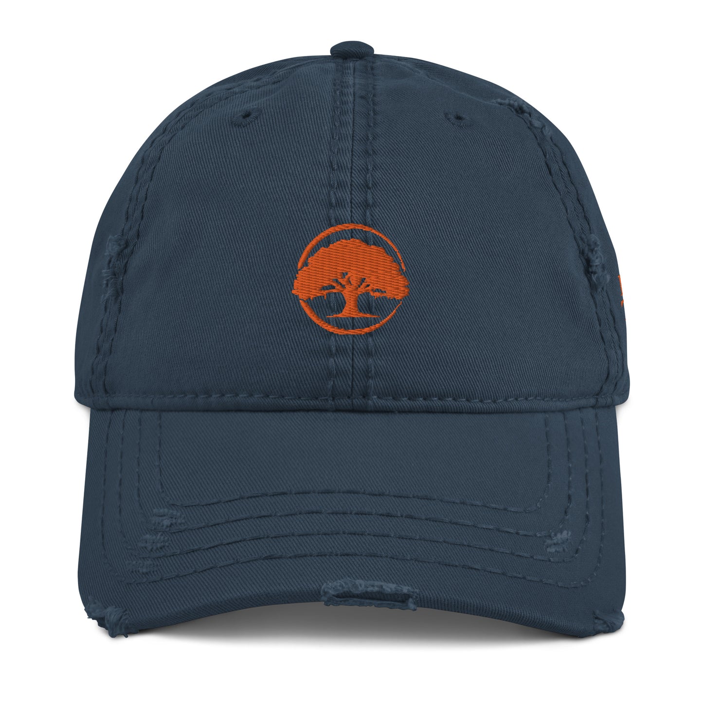 Oak Tree Logo Orange Distressed Hat