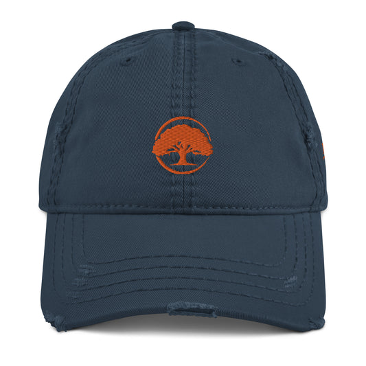 Oak Tree Logo Orange Distressed Hat